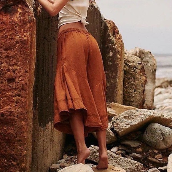 Free People Celina Culotte Wide Leg‎ Pants Sugar Almond Small New New With Tags - Picture 3 of 9